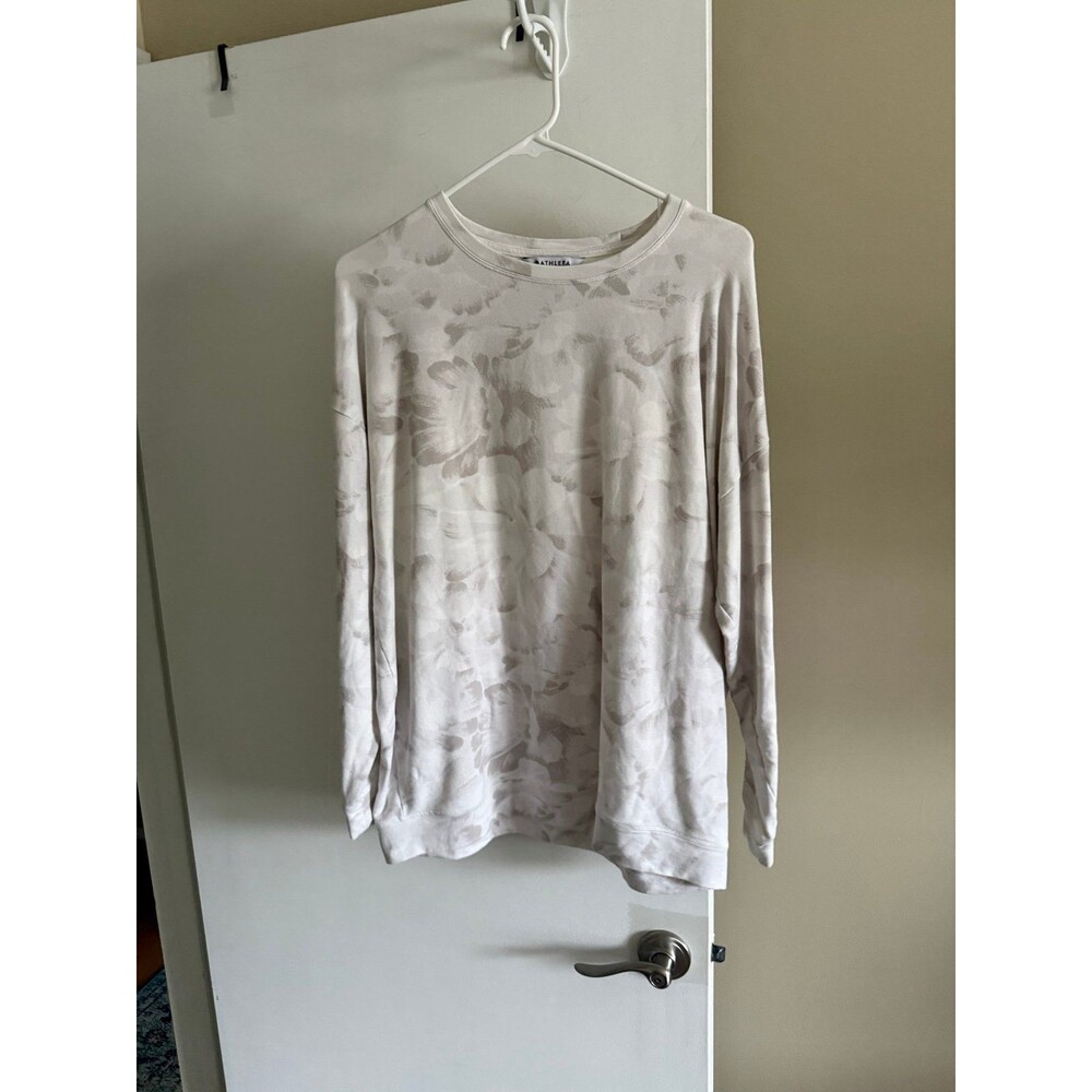 Athleta Balance Printed Pullover Sweatshirt Chakra Floral Bluff Grey L